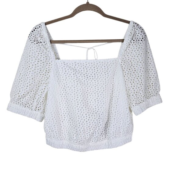 Everlane The Eyelet Cotton Blouse S White Coquette Feminine Cottagecore NWT - Picture 1 of 12